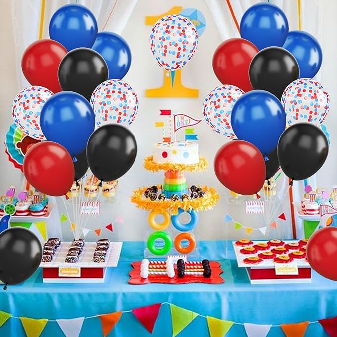 Red Blue Black Balloon Set, 12 Inch Matte Red Black and Royal Blue Latex Balloon - Image 5