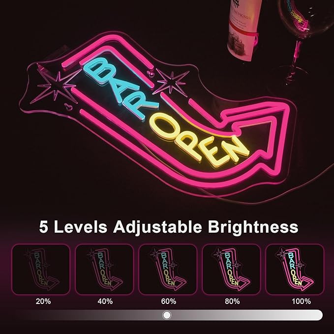 Lucunstar Bar Open Neon Sign, Colorful LED Bar - Image 6
