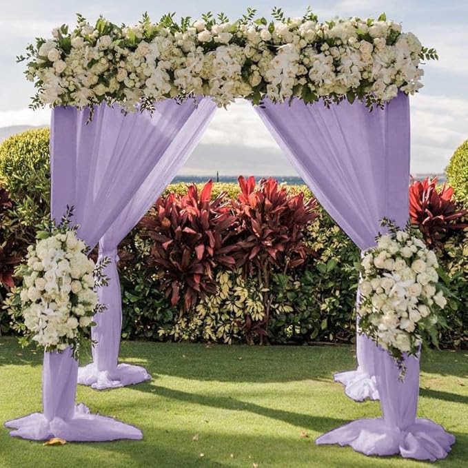 Wedding Arch Draping Fabric 2 Panels 30'' x 18FT Lilac Sheer Chiffon Arch - Image 5