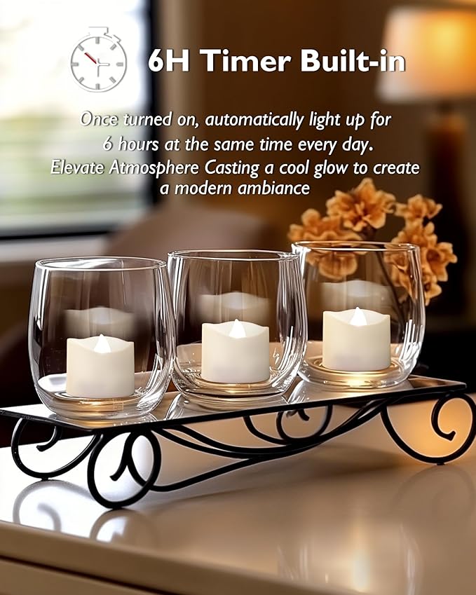 Homemory Timer Tea Lights Candles Battery Operated, 6H Timer Built-in, Auto On - Image 2