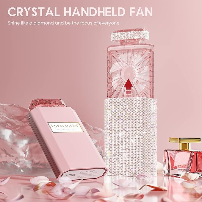 Bling Handheld Personal Fan, Rechargeable - Image 2