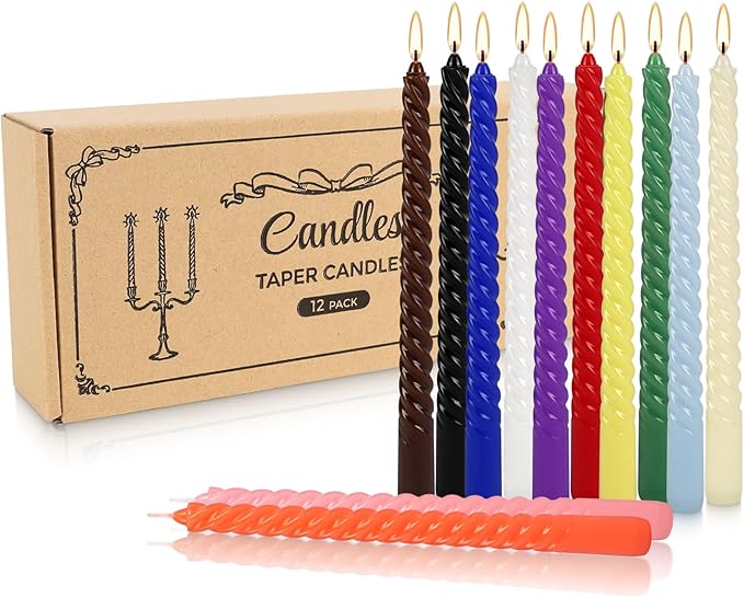 12-Pack 12-Color Spiral Taper Candles - Image 3