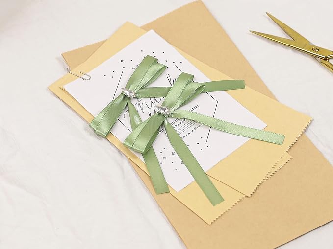 Sage Green Satin Ribbon 3/8 inch X Continuous 25 Yards, Single Face Polyester - Image 7