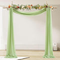 30" x 20Ft Wedding Arch Draping Fabric, 1 Panel Olive Green Sheer Curtain by PartyTalk