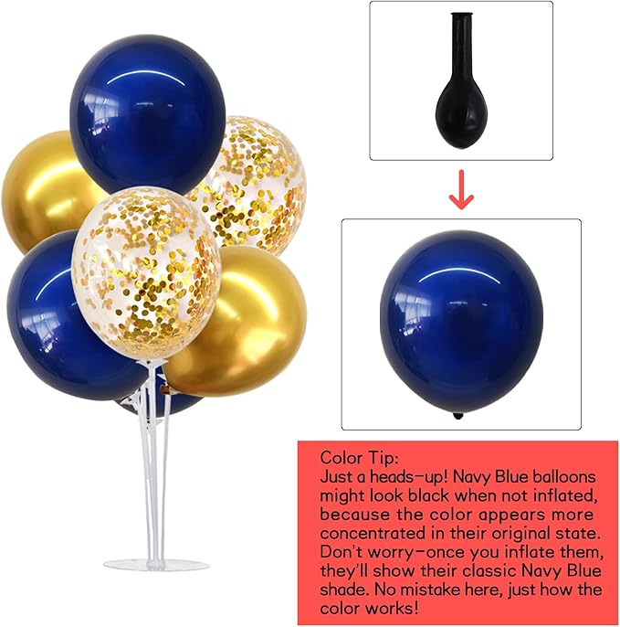 TONIFUL 4 Set Navy Blue Gold Balloon Centerpieces - Image 2