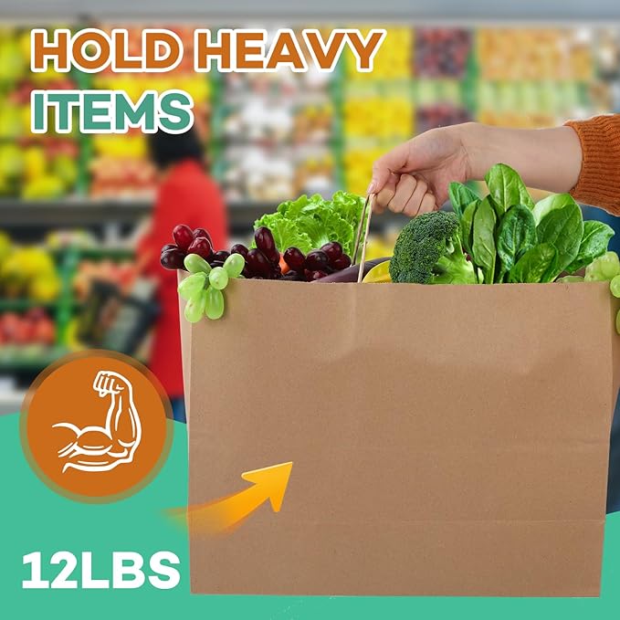 BURVAGY 16x6x12 Inch 100 Pcs Large Kraft Paper Bags - Image 4