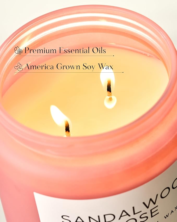 M&SENSE Sandalwood Rose Scented Candle 19.4oz 110 Hours Long Lasting Burn - Image 4