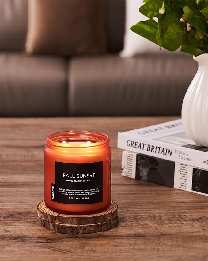 M&SENSE Baltic Amber Scented Candle, 11.6oz Clean Natural Soy Wax Non Toxic Up - Image 5