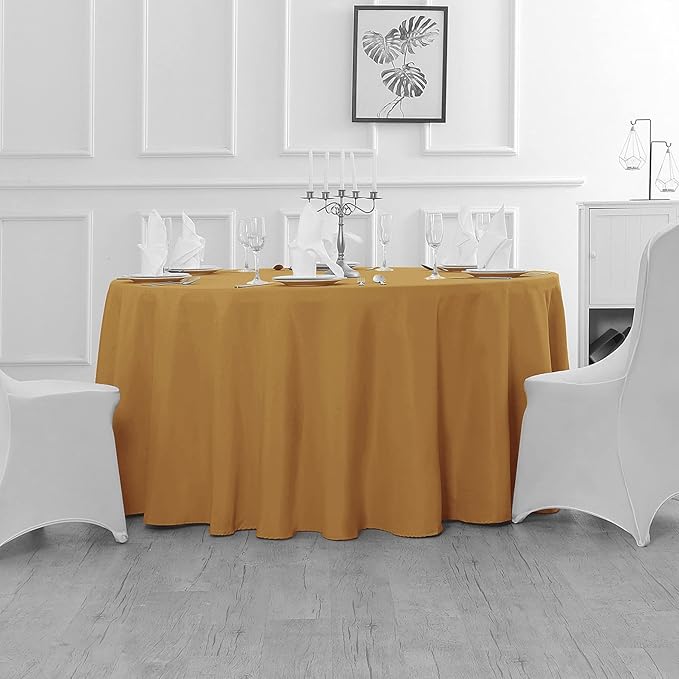 Fokitut 2 Pack Waterproof Round Tablecloth, 120 Inch, Stain Resistant and - Image 5