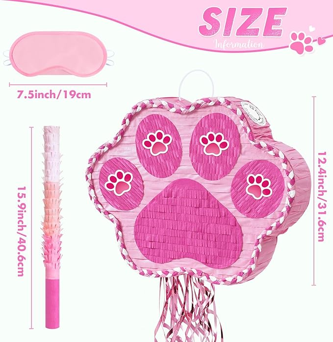 WERNNSAI Pink Dog Paw Pinata - Image 3