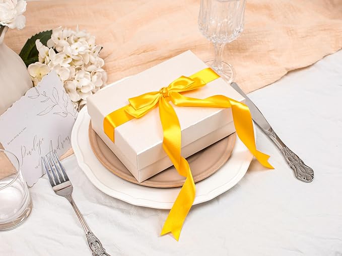 Yellow Satin Ribbon 1 inch X Continuous 25 Yards, Single Face Polyester Ribbon - Image 5