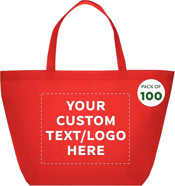 DISCOUNT PROMOS Custom Southern Style Grocery Tote Bags Set of 100 by DISCOUNTPROMOS