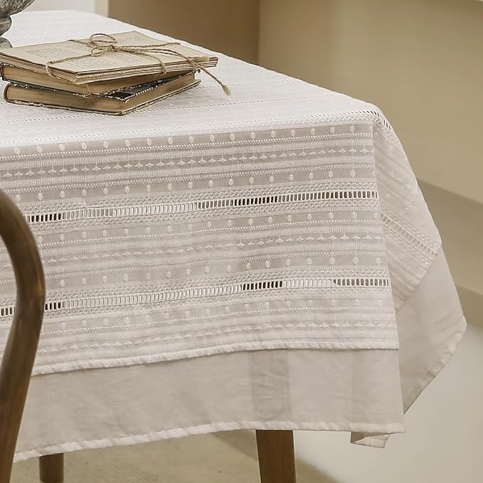 patdrea Designer Vintage Cotton White Lace Tablecloth - Image 8