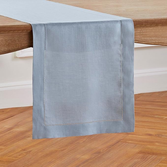 Solino Home Linen Dusty Blue Table Runner 72 Inches Long - Image 2