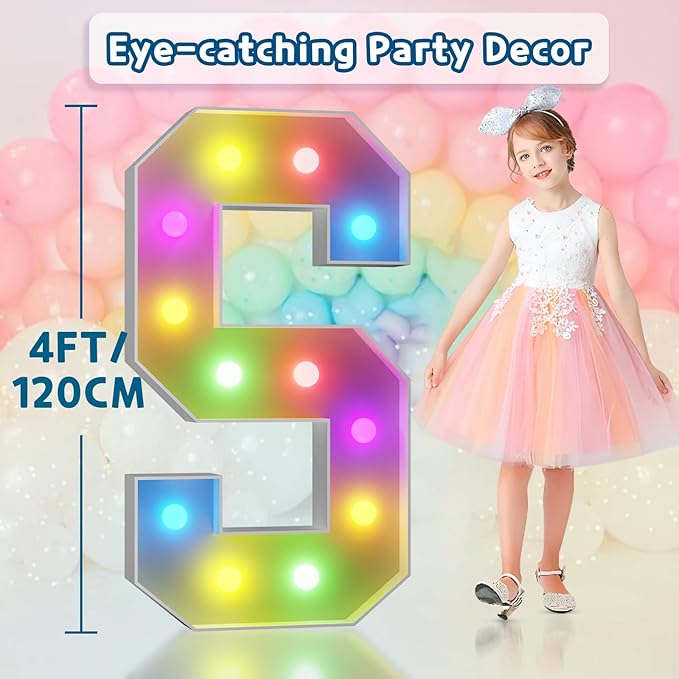 imprsv 4FT Colorful Marquee Light Up Letters S, 18 Colors Large Light up - Image 4