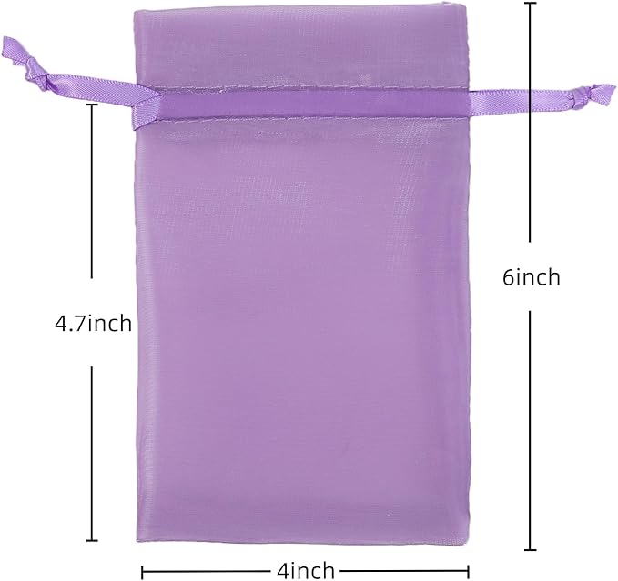 20 Pcs Purple Small Organza Bags 4X6 inch - Image 3