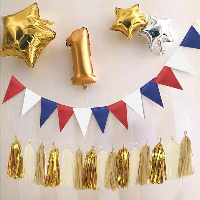 MerryNine Triangle Flag Bunting Banner, 3 Pack Vintage Style Pennant Banner - Image 6