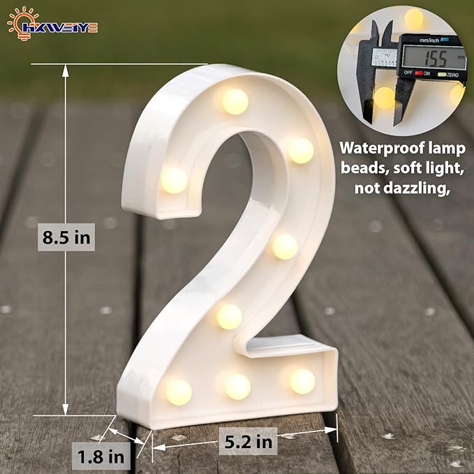 HXWEIYE Light Up Numbers-2, LED Marquee Number Lights Sign 26 Alphabet and 10 - Image 2