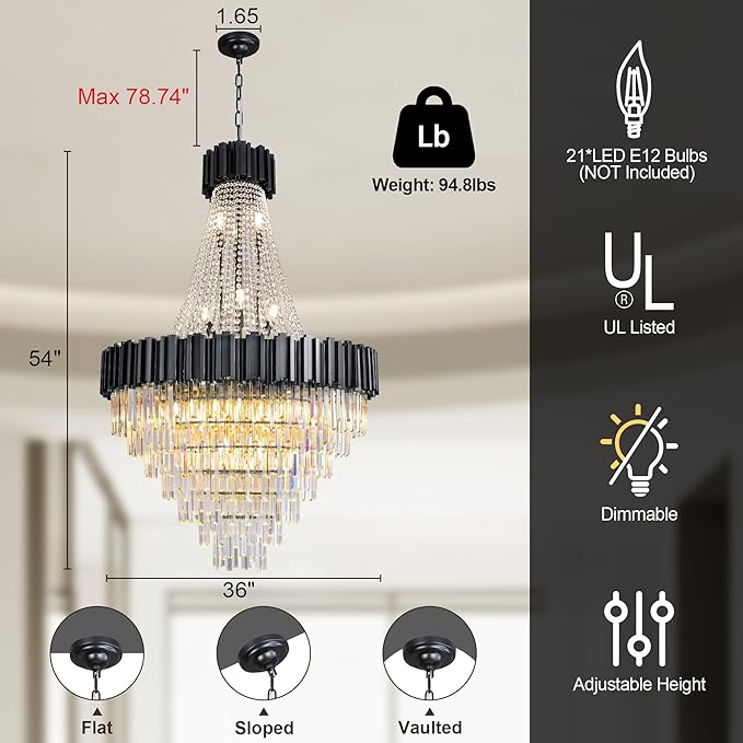 54" Luxury Long Crystal Chandelier - Image 3
