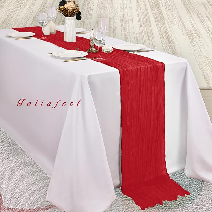6 Pack Red 10FT Cheesecloth Table Runner Rustic Gauze Fabric Cheese Cloth Table - Image 4