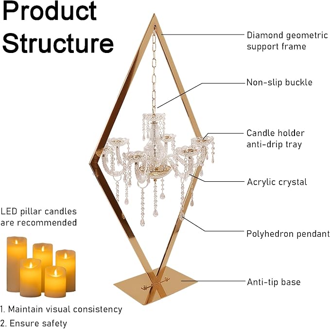 2PCS Elegant Metal Diamond Candle Holder - Image 7
