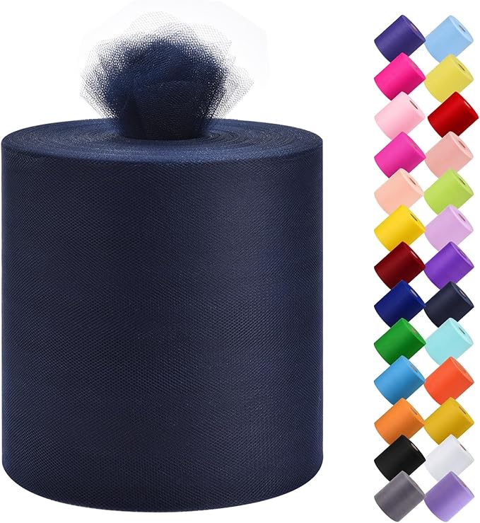 Tulle Fabric Roll, 6” by 200 Yards Tulle Organza Fabric Spool by ICOSHOW