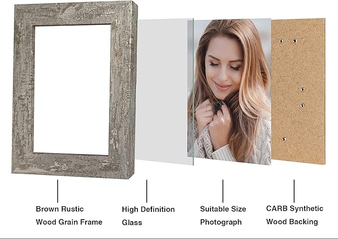 5x7 Picture Frame Set of 4, High Definition Glass Distressed Moss Green Frame - Image 3
