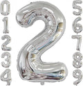 Silver 2 Balloon, 40 Inch Number 2 Balloon, 2 Birthday Balloon Decorations by BBPOOL