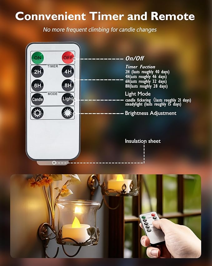 Homemory 12pcs Flameless LED Tea Lights - Image 6