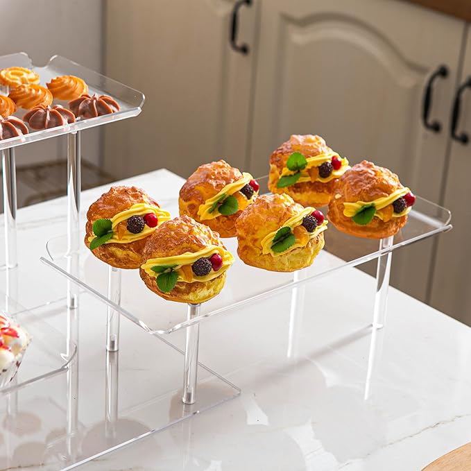 Acrylic Dessert Table Display Set, 3 Tiered Serving Trays and Platters - Image 7