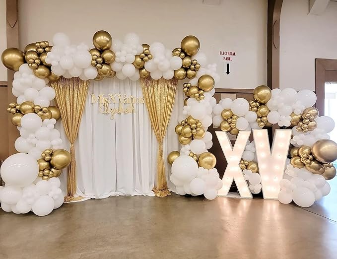 White and Gold Balloons Arch Kit, Baby Shower, Birthday Party Decorations - Image 4