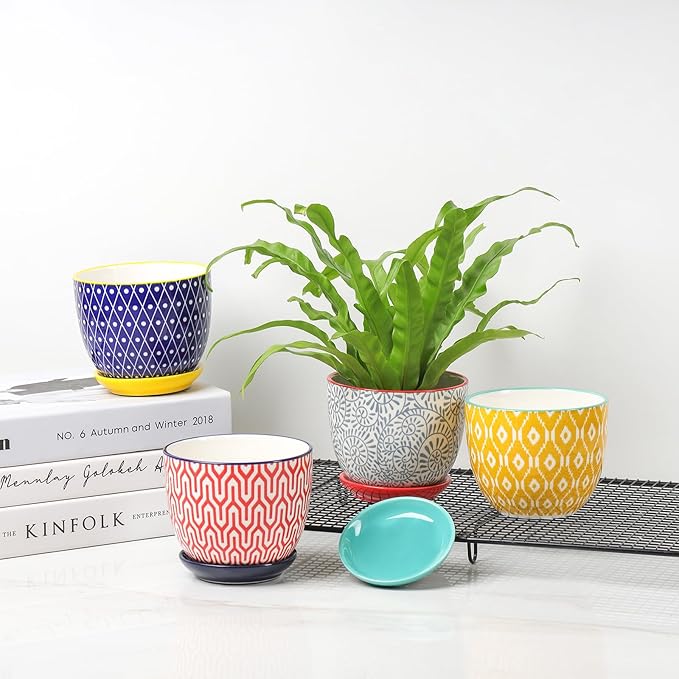 Selamica Ceramic Plant Pots, 4.6 Inch Flower Pots - Image 7