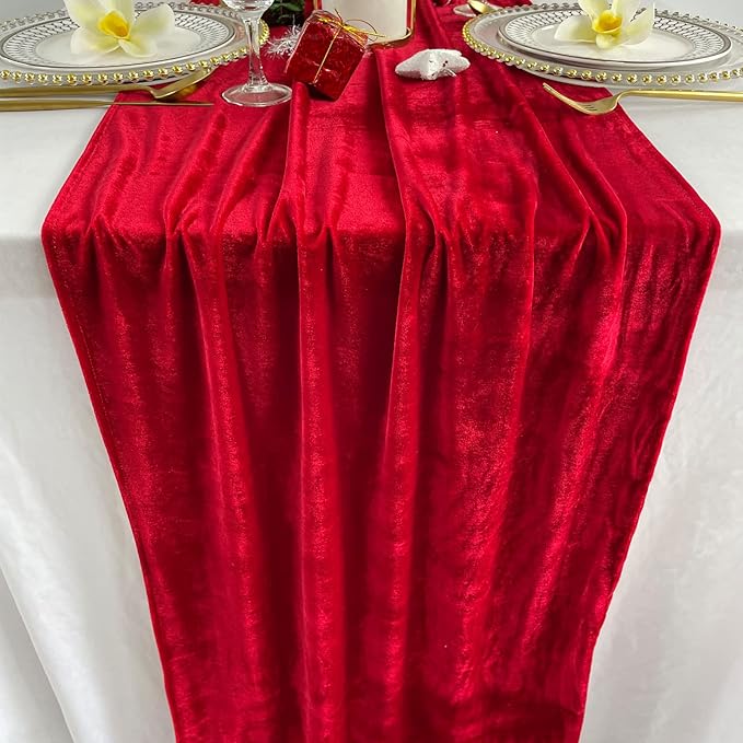 Luxurious Velvet Table Runner, 10ft Wedding Reception Decorations, 20x120inch - Image 5
