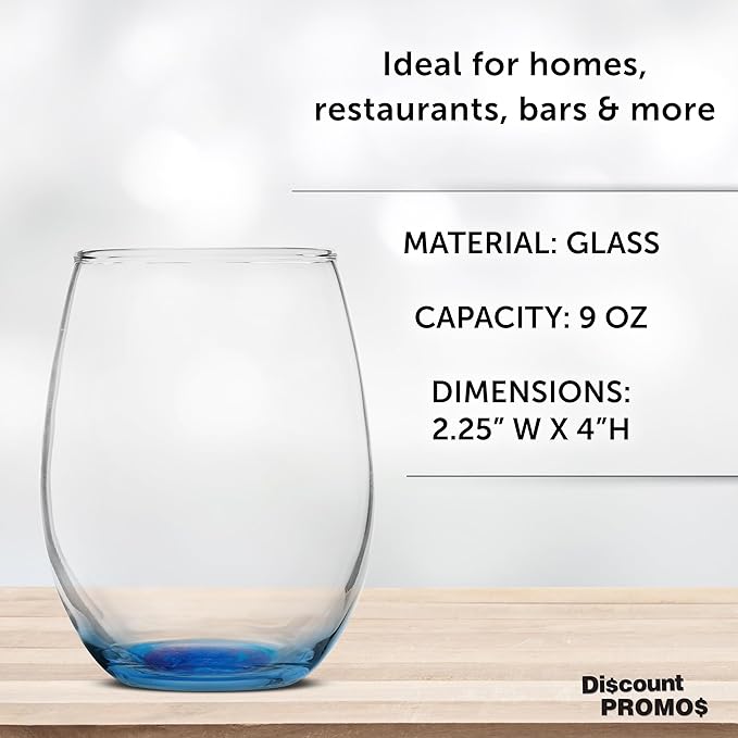 DISCOUNT PROMOS Stemless Wine Glass 9 oz. Set of 10, Bulk Pack - Image 4