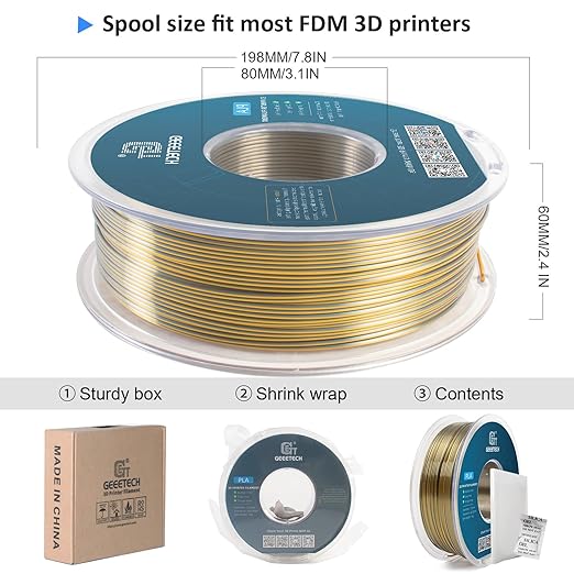 Geeetech Silk PLA Filament 1.75mm Silk Dual Color Filament, Coextrusion - Image 4