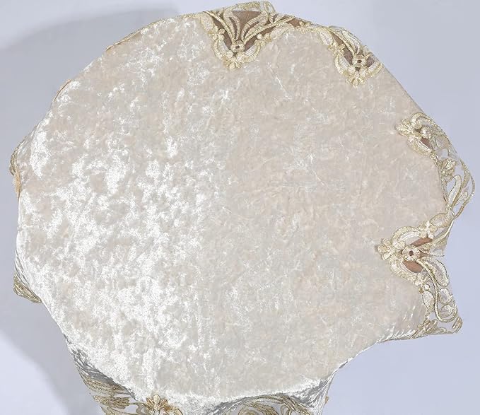 vctops Damask Lace Patchwork Tablecloth Luxury Square Small Table Cover Elegant - Image 3