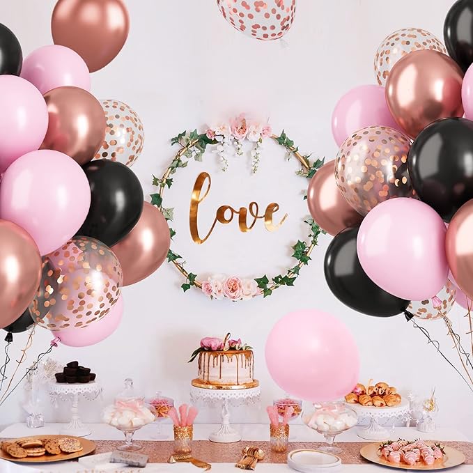 Paready Black Pink Latex Balloons - Image 7
