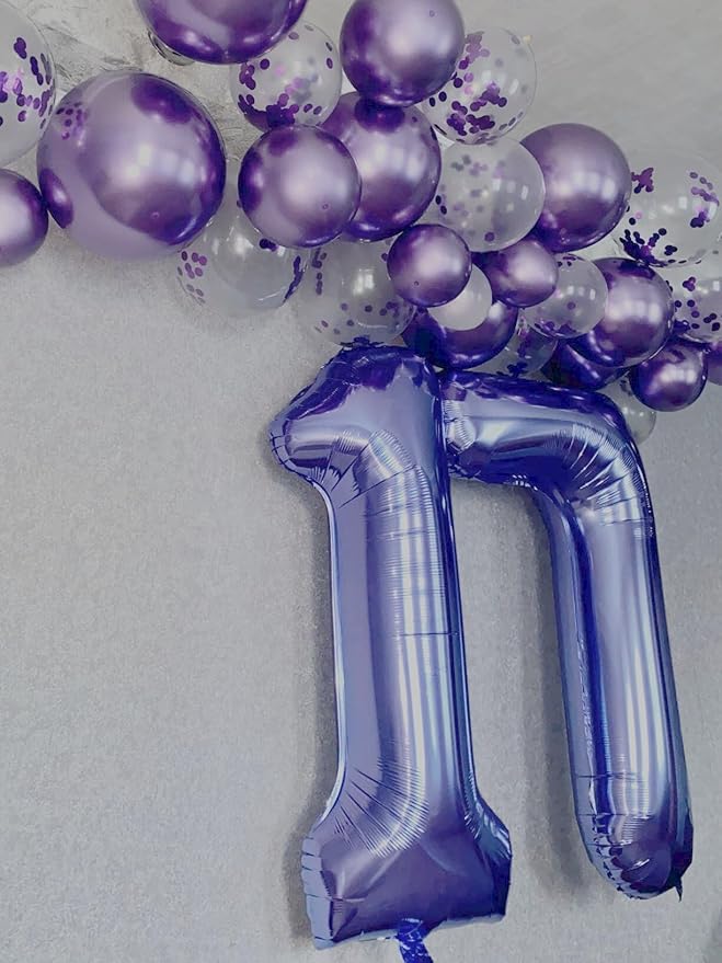 Digital Number 7 Lavender Birthday Balloon 40 Inch, Foil Balloons - Image 4
