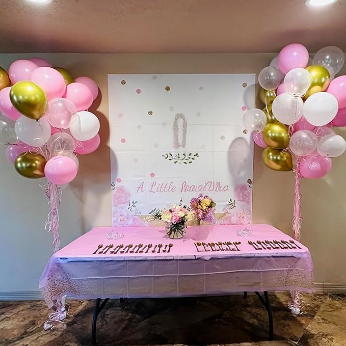 Balloons Pink Gold Confetti, 60 Packs 12 Inch Pink White Metallic Gold Balloon - Image 7