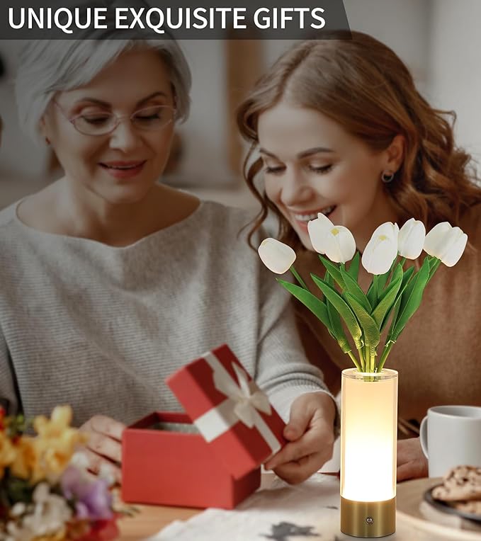 Flower Night Light, Touch Vase Lamp, Rechargeable Cordless Table Lamp, Dimming - Image 6