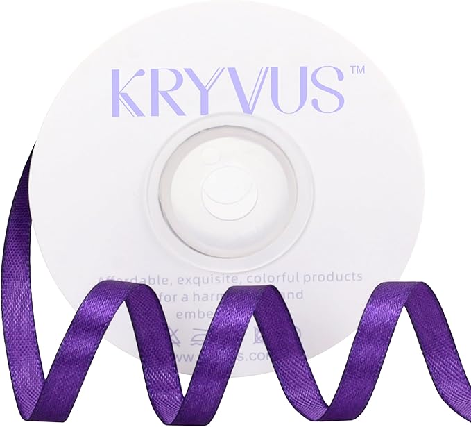 Purple Satin Ribbon 1/4 inch X Continuous 25 Yards, Single Face Polyester by Kryvusribbon