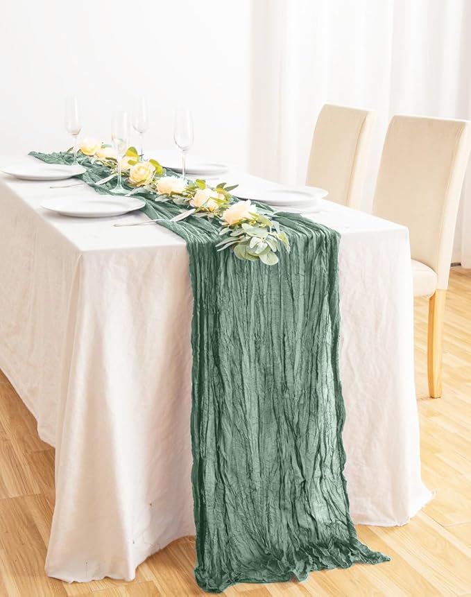 8 Pack 10Ft Sage Green Cheesecloth Table Runner 35x120 inch Boho Gauze Cheese - Image 6
