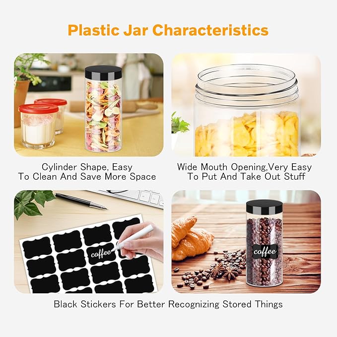 Plastic Jars with Lids 16OZ 16PCS Small Empty Slime Cosmetics Containers Clear - Image 3