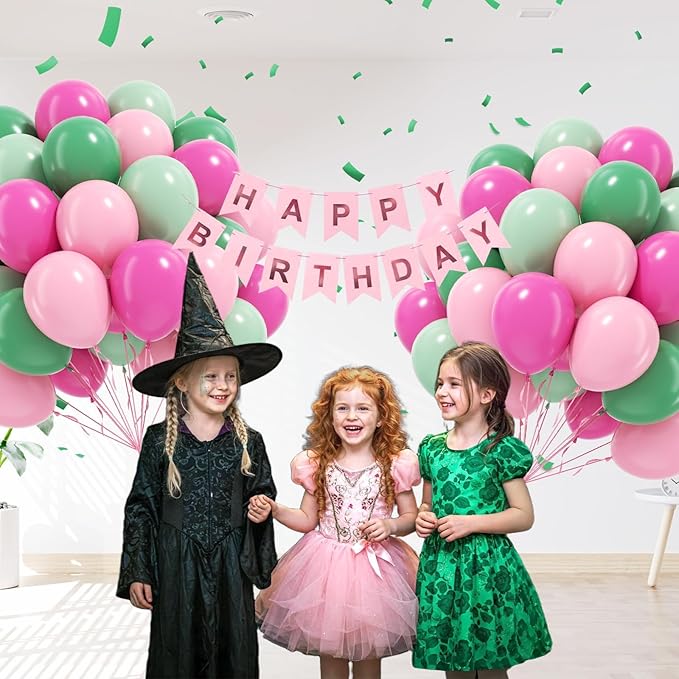 60pcs Pink and Green Balloons 12inch - Image 5