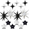 Black and Silver Star Balloons, 22in Large Star Balloons Foil 10in 4-Pointed & by Froova