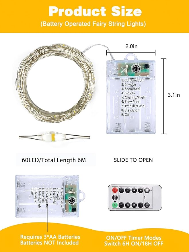 4 Pack 60LED Battery Operated Fairy Lights - Image 7