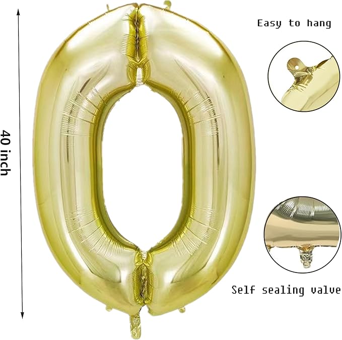 40 Inch Numbers 0 Light Gold Large Balloon Digital 0 - Image 2