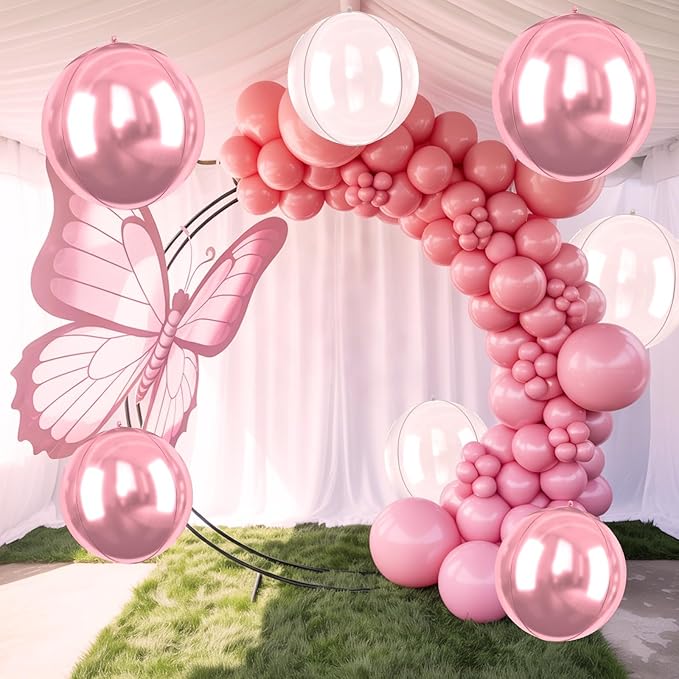 Pink White Giant 4D Foil Balloons, 22 Inch Big Round Foil Balloon - Image 7