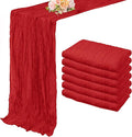 6 Pack Red 10FT Cheesecloth Table Runner Rustic Gauze Fabric Cheese Cloth Table by FoliafeelHome