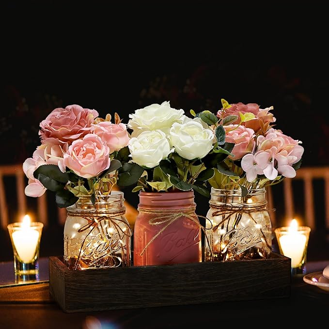 Mason Jar Lights Centerpiece for Table, Mason Jar Centerpiece Decor for Dining - Image 6